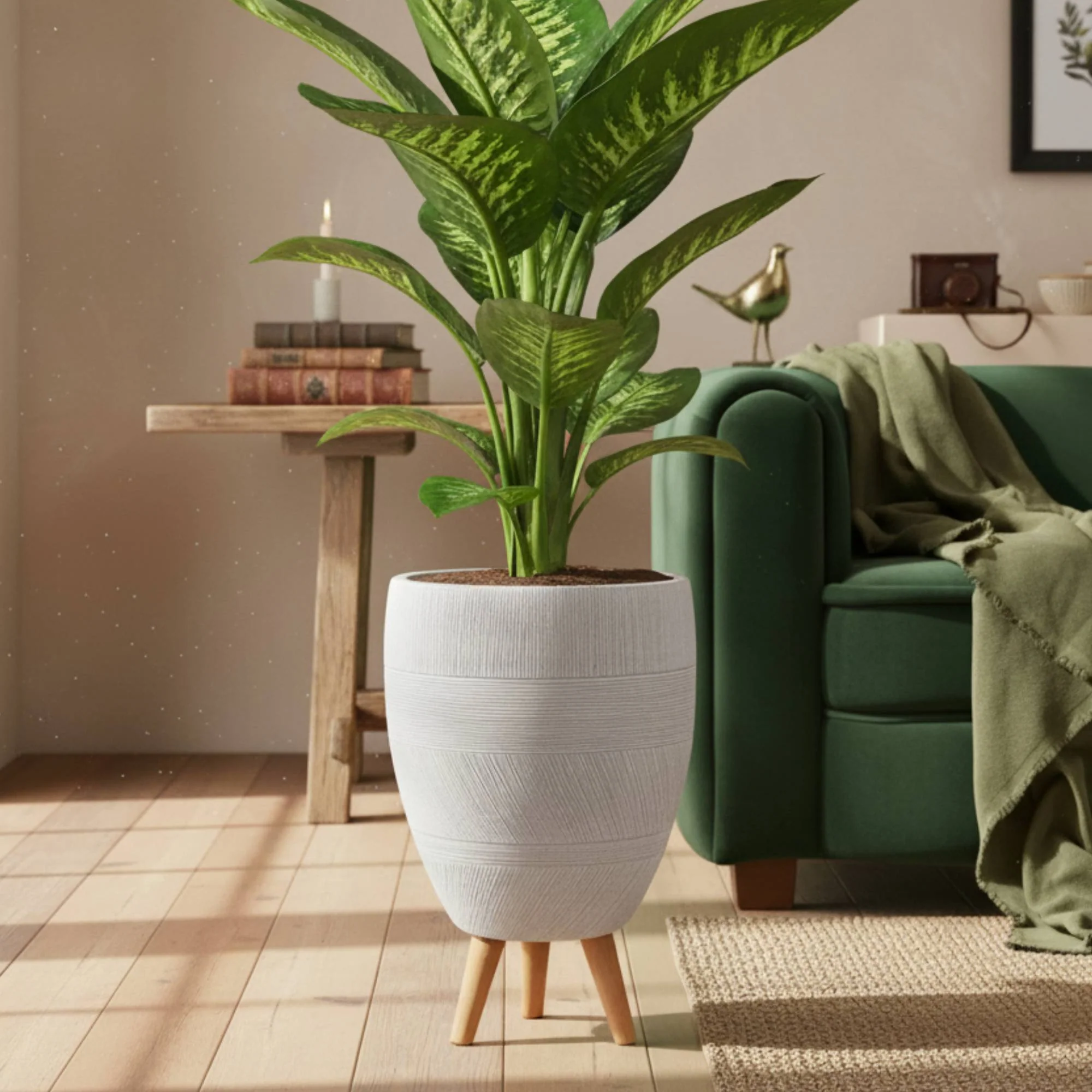 Large Idealist Striped Indoor Egg Planter with Legs