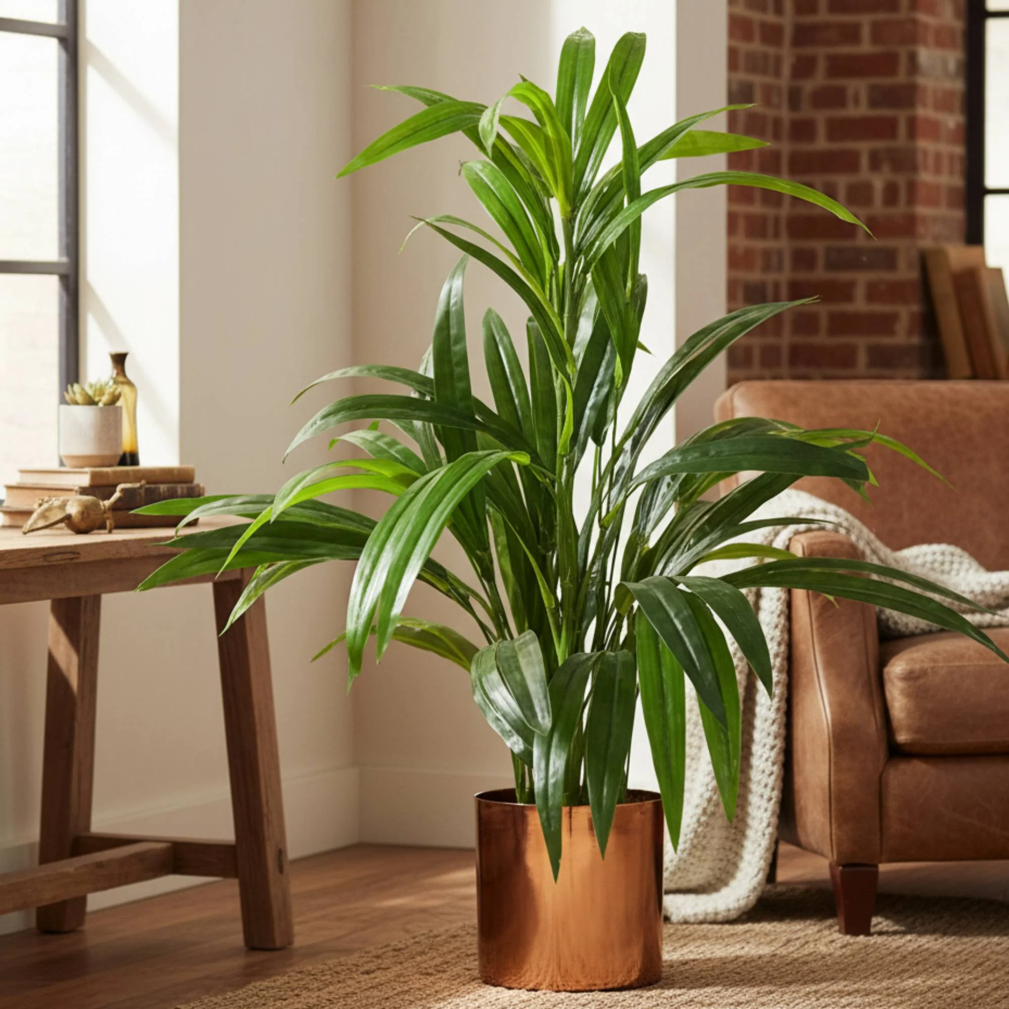 Artificial Bamboo with Brushed Copper Planter