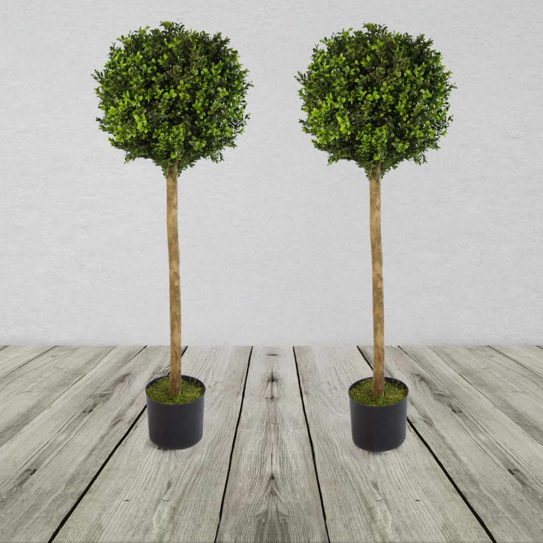 Pair of Artificial Boxwood Buxus Ball Topiary Tree