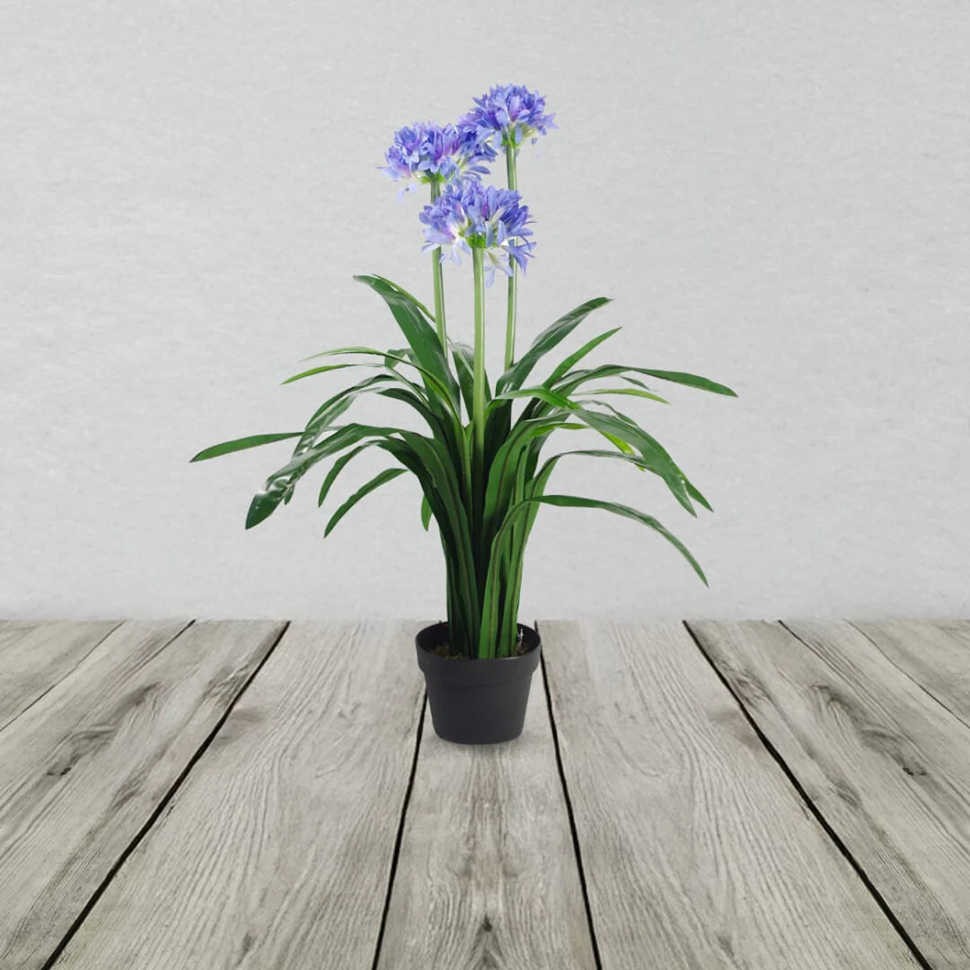 Potted Blue Flower Artificial Blossom Agapanthus Plant